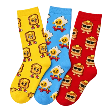 Breakfast Riot Socks, 3 Pairs, back or side view