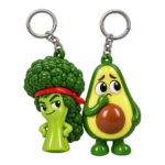 Broccoli Mullet & Anxious Avocado Keychain Duo, front view