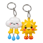 Cloud in Wellies & Sunburnt Sun Keychain Duo, front view