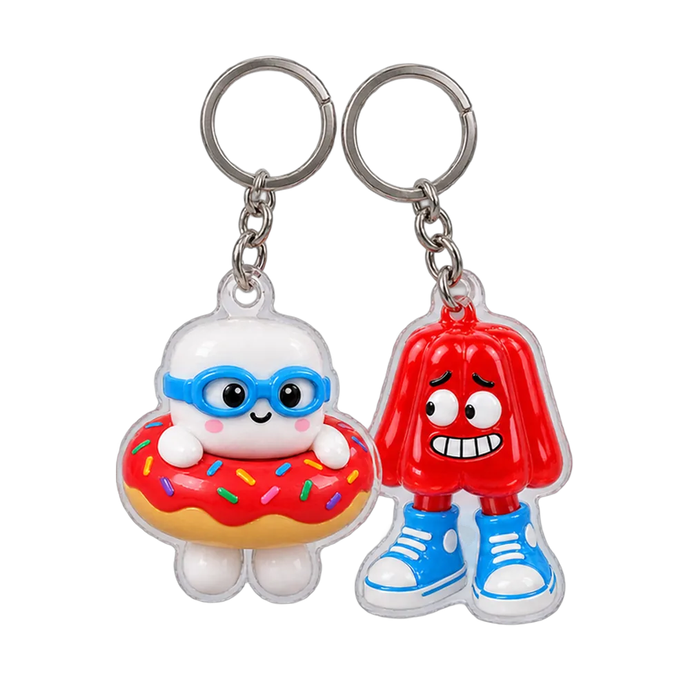 Donut Float & Jelly in High-Tops Keychain Duo, back or side view