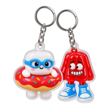 Donut Float & Jelly in High-Tops Keychain Duo, front view