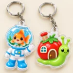 Goldfish Astronaut & Snail Mover Keychain Duo close up