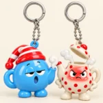 Sleepy Kettle & Teapot Tantrum Keychain Duo close up