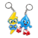 Lightning in Specs & Raindrop Roller Keychain Duo, front view