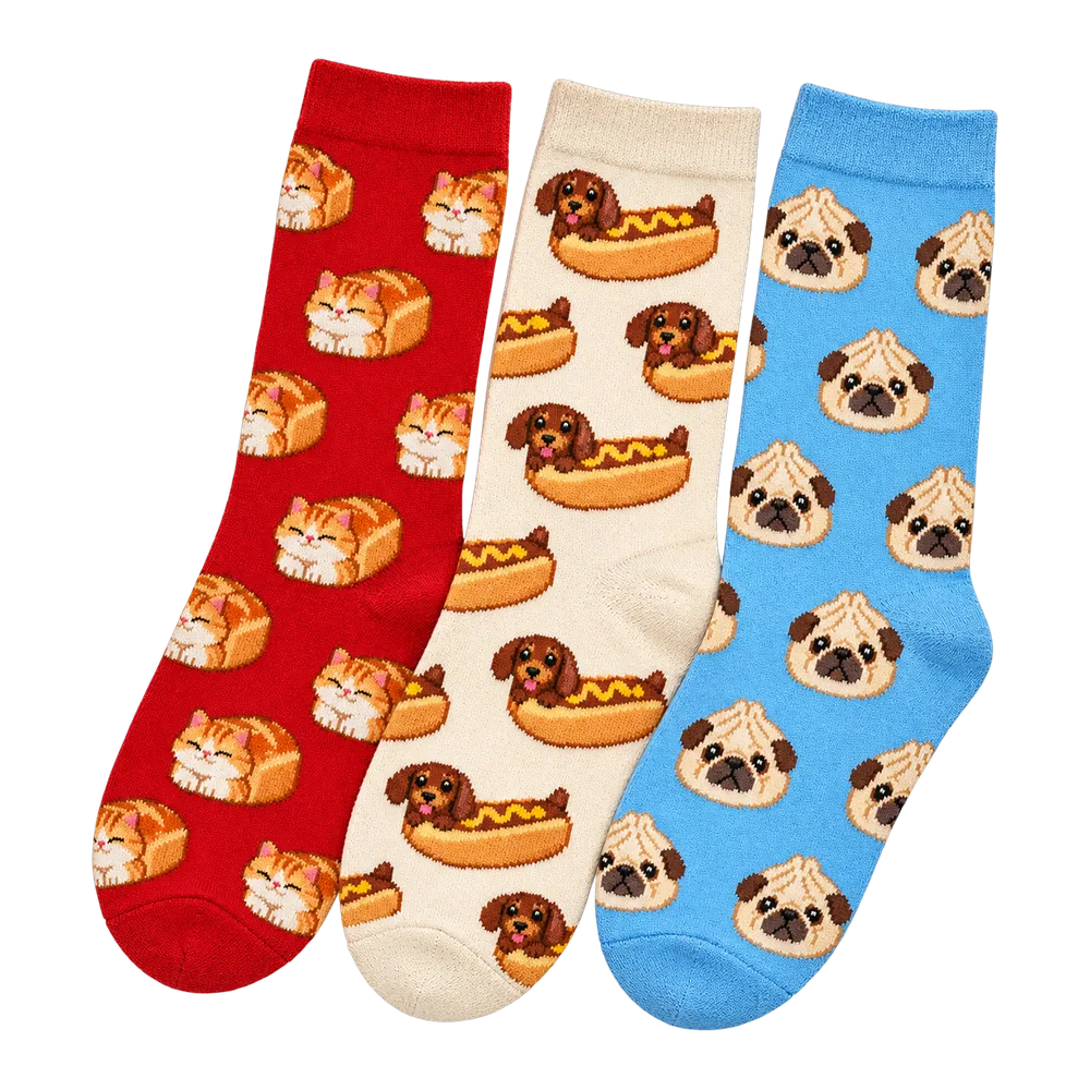 Odd Pets Socks, 3 Pairs, back or side view