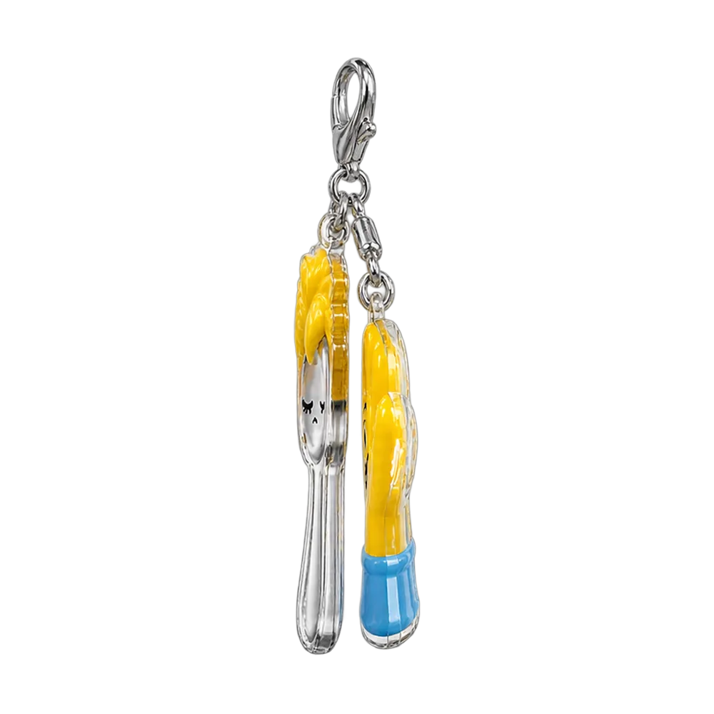 Spoon with Bedhead & Rubber Glove Keychain Duo, back or side view