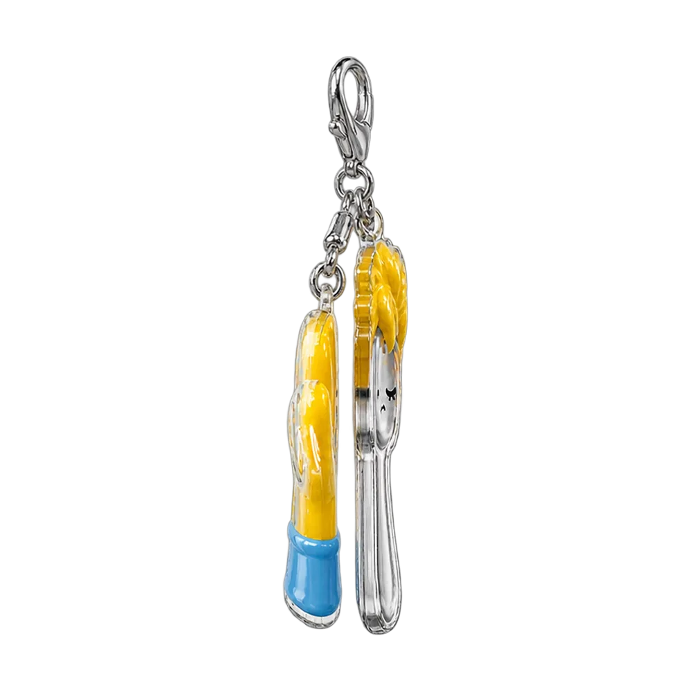 Spoon with Bedhead & Rubber Glove Keychain Duo, back or side view
