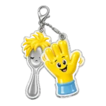 Spoon with Bedhead & Rubber Glove Keychain Duo, front view