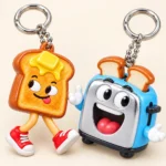 Toast on Legs & Talking Toaster Keychain Duo close up