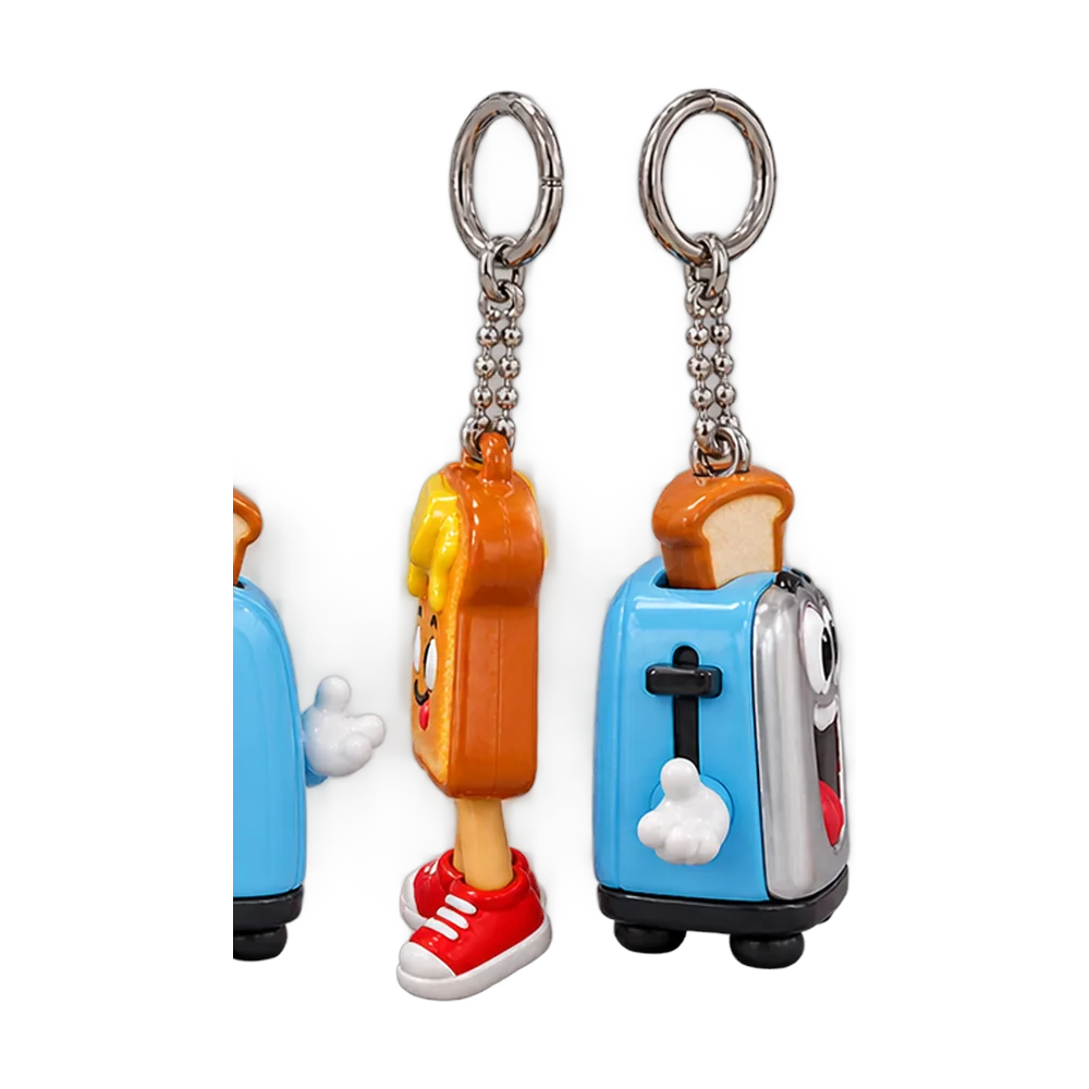 Toast on Legs & Talking Toaster Keychain Duo, back or side view