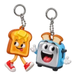 Toast on Legs & Talking Toaster Keychain Duo, front view