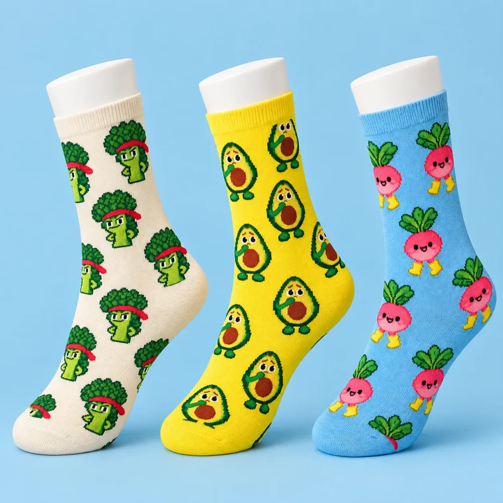 Veg Out Socks, 3 Pairs, back or side view