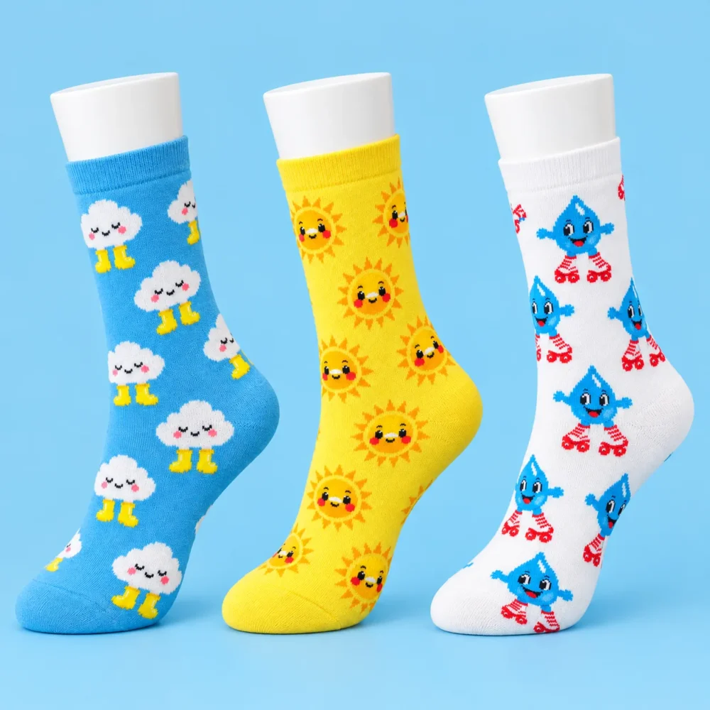 Weather Report Socks, 3 Pairs, back or side view