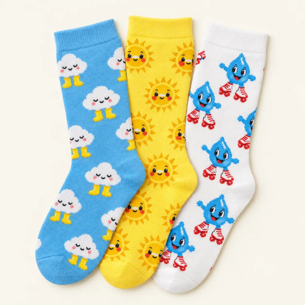 Weather Report Socks, 3 Pairs, front view